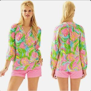 Lilly Pulitzer Elsa So A Peeling 100% silk blouse